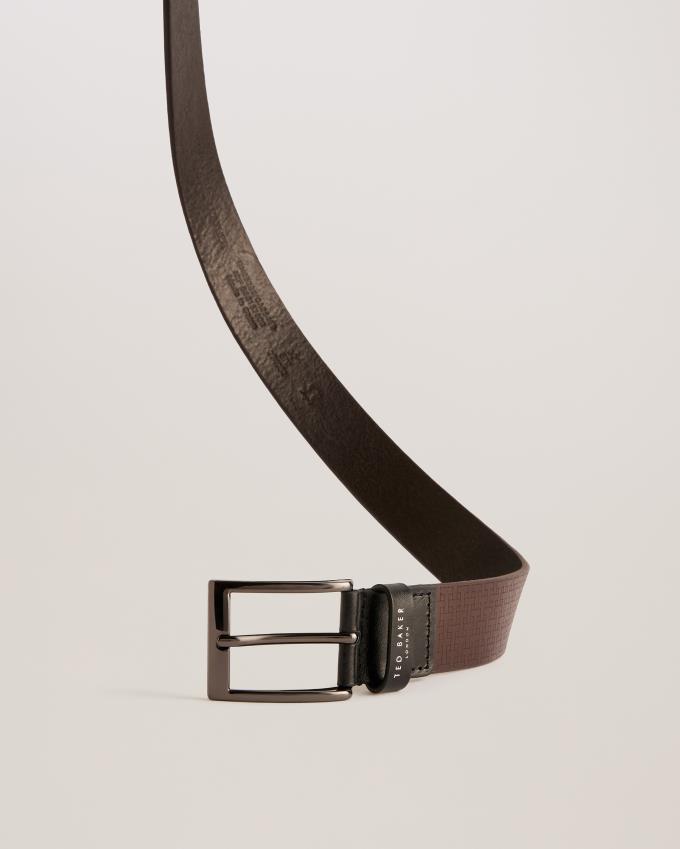 Ceinture Ted Baker T Etched Leather Noir Homme | MTT-20751422